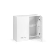 Mueble de pared para escurreplatos Fresno Blanco Cm 80x32xH 72 con 2 puertas