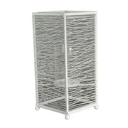 Portavelas grande de metal blanco cm14x14h31