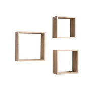 Juego de 3 estantes de pared Shelvy Cub, forma de cubo, color sonoma