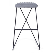 Taburete de bar en acero y terciopelo Gris KINSLEY 40x46 h76 cm