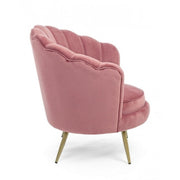 Sillón retro de terciopelo rosa pavo real cm 80 x 76 x 84 h