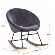 Sillón mecedora Annika efecto terciopelo gris oscuro