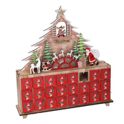 Árbol rojo led calendario de madera cm31x8h34,5