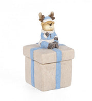 Decoración Blanca en Caja Azul 14,5 cm