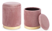 Set de 2 Pufs de terciopelo con contenedor POLINA Rosa Antiguo