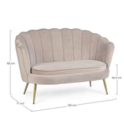 Sofá de 2 plazas efecto terciopelo gris claro Giliola