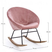 Sillón mecedora en terciopelo rosa antiguo ANNIKA 74x77x h74 cm