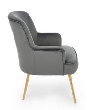 Sillón Clelia gris efecto terciopelo dorado