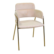Sillón de diseño de terciopelo y crema rotterdam metal dorado