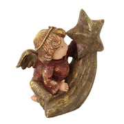 Ángel de resina sobre estrella dorada 18,5x13,5h22,5 cm