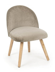 Sillón moderno Adeline de madera revestida efecto terciopelo gris tórtola