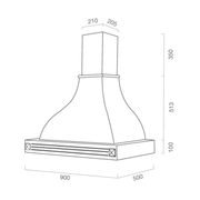 Campana de cocina rústica DIAMANTE blanca con incrustaciones color nogal estructura de madera 90 cm