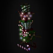 Trineo de metal con regalos verdes cm26x51h115