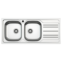Fregadero de cocina encastrable MP1162DX acero 116x50 cm dos senos y escurridor derecho