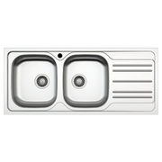 Fregadero de cocina de encastre MP1162DX acero 116x50 cm dos senos y escurridor derecho