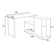 Escritorio Oslo con librería de cemento 120x60xh 74 cm