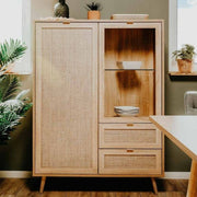 Aparador dos puertas dos cajones dos puertas efecto mimbre BALI 101.5x 40x h139 cm