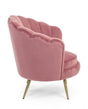 Sillón retro de terciopelo rosa pavo real cm 80 x 76 x 84 h
