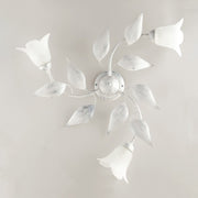 Lámpara de techo de hierro blanco plateado con tres luces Cristal de alabastro blanco 67x h20 cm