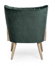 Sillón vintage de madera de terciopelo verde Virna