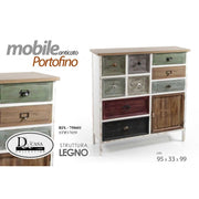 Creencia antigua en madera de estilo retro 95 x 33 x 99 H CM