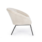 Sofá Aiko Velvet acero terciopelo blanco 142 x 80 x 75 cm