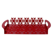 Bandeja rectangular de metal rojo copo de nieve cm41x20h6,5
