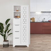 Mueble multiusos Yada maxi blanco con puerta decorada, 4 cajones y 2 nichos