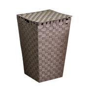 Cesta cuadrada de poliéster gris tórtola forrada cm33x33h53