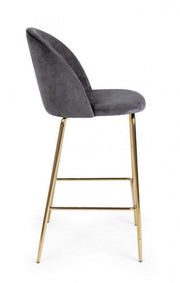 Taburete Bar Carry de terciopelo gris oscuro de diseño contemporáneo