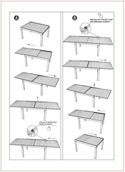 Mesa de jardín extensible de aluminio blanco cm 90 x 210-280 xh 73