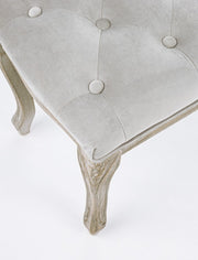 Banco clásico de madera de terciopelo gris Mathilde 110 x 36 x 47 cm