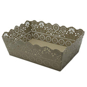 Bandeja rectangular de metal gris tórtola cm22x15h7