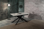 Mesa extensible cemento blanco-negro 90 cm x 140- 190 cm H. 76 cm