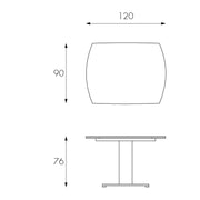Mesa extensible blanca 90 cm x 120-180 cm H. 76 cm