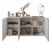 Mueble bajo con 3 puertas blanco brillante roble Kadiz L.181 x A.86 x P.44 cm