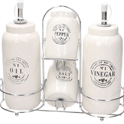 MENAJE ACEITE/VINAGRE/SAL/PIMIENTA Beige Cerámica