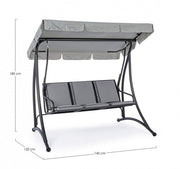 Mecedora de acero tres plazas Antracita GRELY 190x120x h185 cm