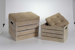 Pouff rectangular de cajas de madera con sesión de PC 2