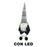Gnomo de tela con led gris cm23x18h70