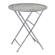 Juego de mesa redonda de metal gris Ragusa con 2 sillas plegables cm ø70h76