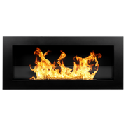 Chimenea de bioetanol o construida -en negro livorno l 90 x p 12 x h 40 con vidrio