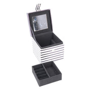 Joyero de piel sintética blanco y negro cm10x10,5h9,5