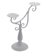 Portavelas de metal Arezzo blanco 2 plazas cm31x15,5h44