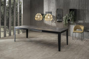 Mesa extensible de cemento gris - metal negro 80 cm x 130 - 290 cm H. 76 cm