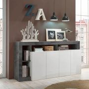 Aparador Mogol 4 puertas óxido blanco brillo 184x42x93H