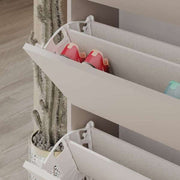 Zapatero abatible color moca claro con 4 puertas 73x26x154.5 cm