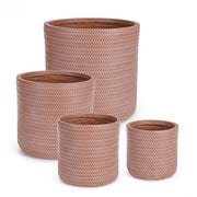 Set4 P.Vaso Pestañas Trenzado Terracota