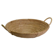 Cesta de junco natural con asas redondas cmø35xh8x35