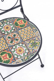 Silla plegable de acero NAXOS con asiento y respaldo decorado en cerámica 92h cm